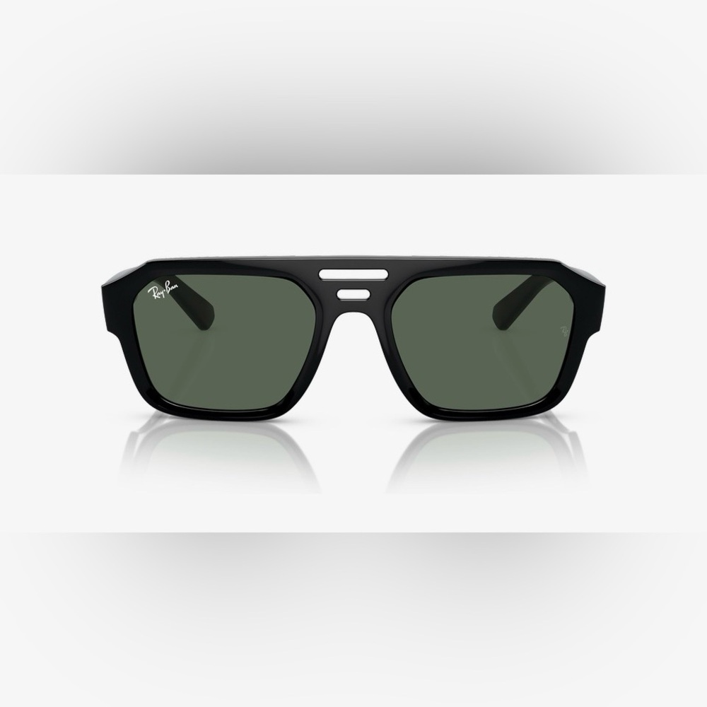 EUC Unisex RayBan Corrigan  Bio-Based Sunglasses , 100% UV RB4397 Black /Green